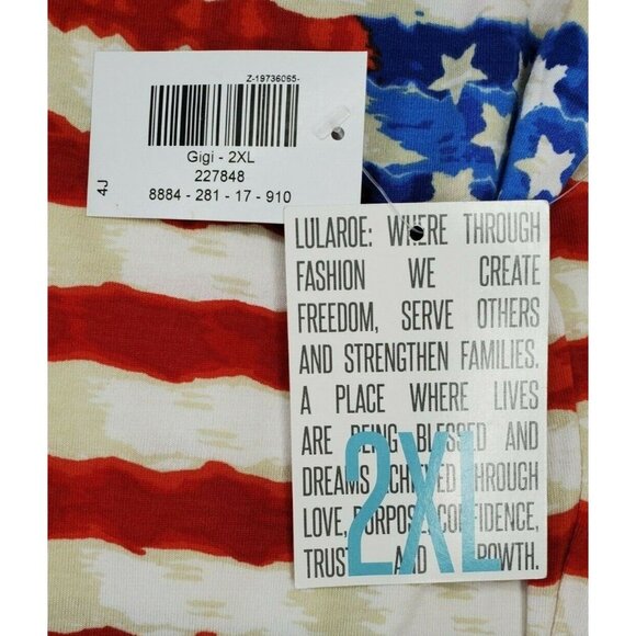 Rare LuLaRoe GiGi 2XL Women’s Shirt – Patriotic Flag Graphic Design Poly/Spandex - Picture 10 of 12